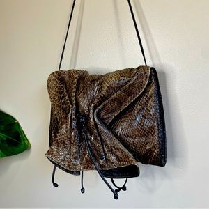 Carlos Falchi leather snakeskin bag